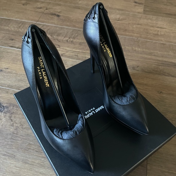 SAINT LAURENT-AUTHENTIC (NWT) Black Leather Heels - Picture 12 of 15